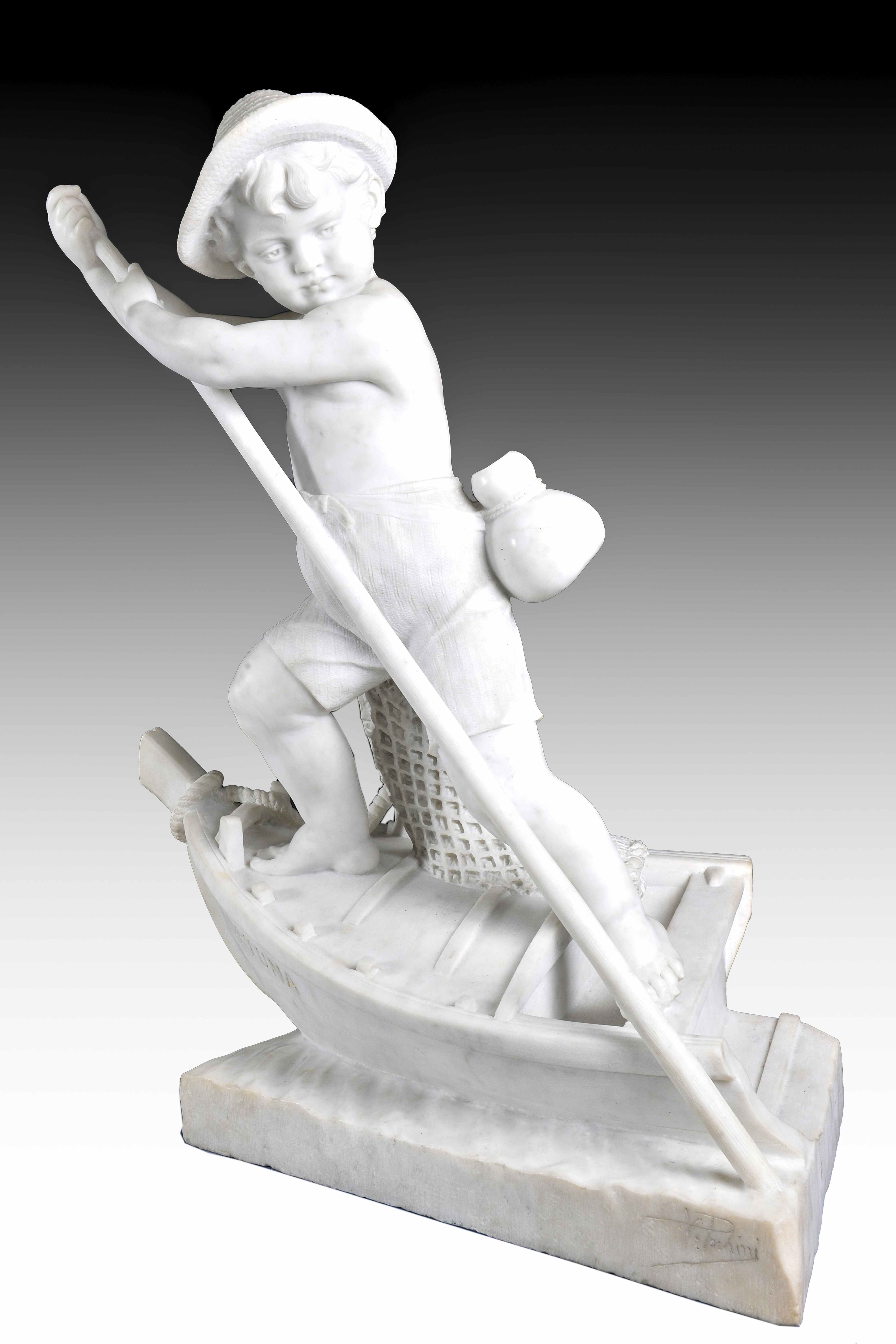 SCULTURA DI GIOVANE PESCATORE