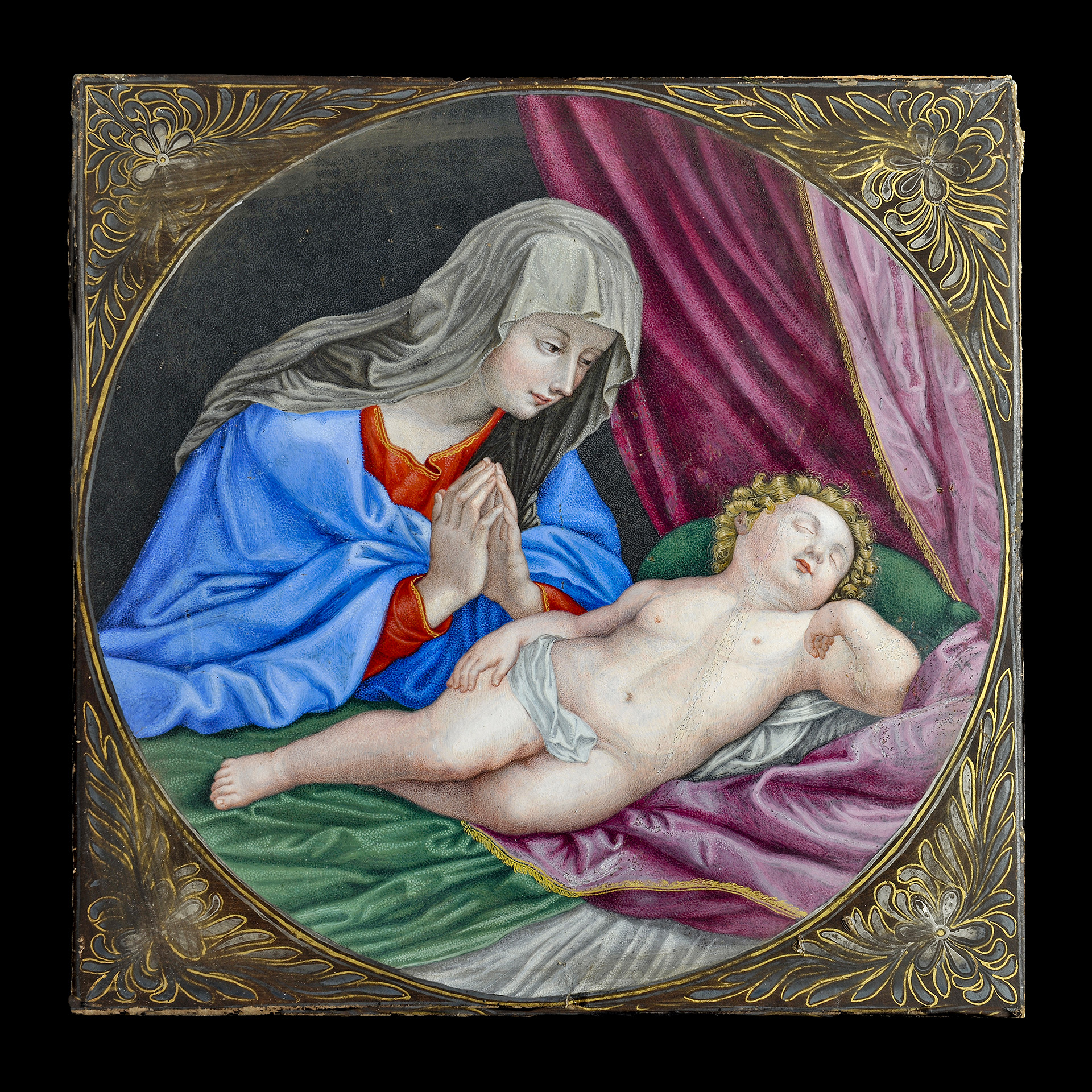 Olio su tela Madonna con bambino