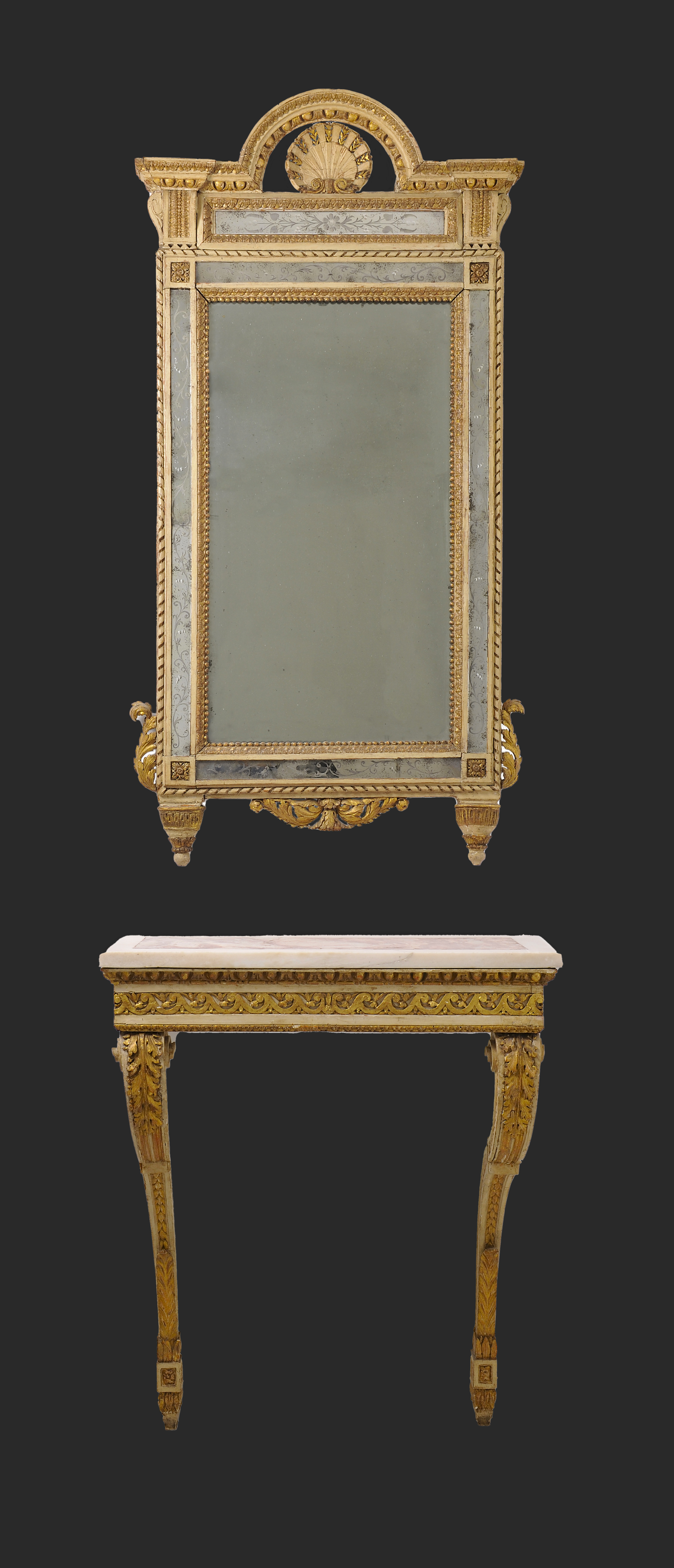 consolle laccata con specchiera lucchese