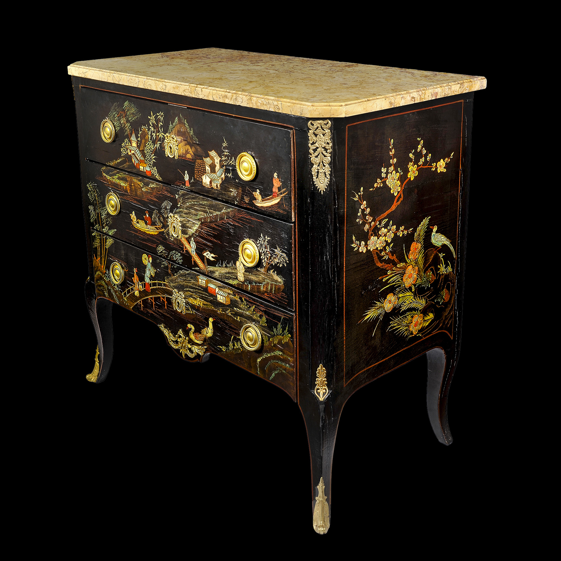 Comò dipinto e laccato a cineserie