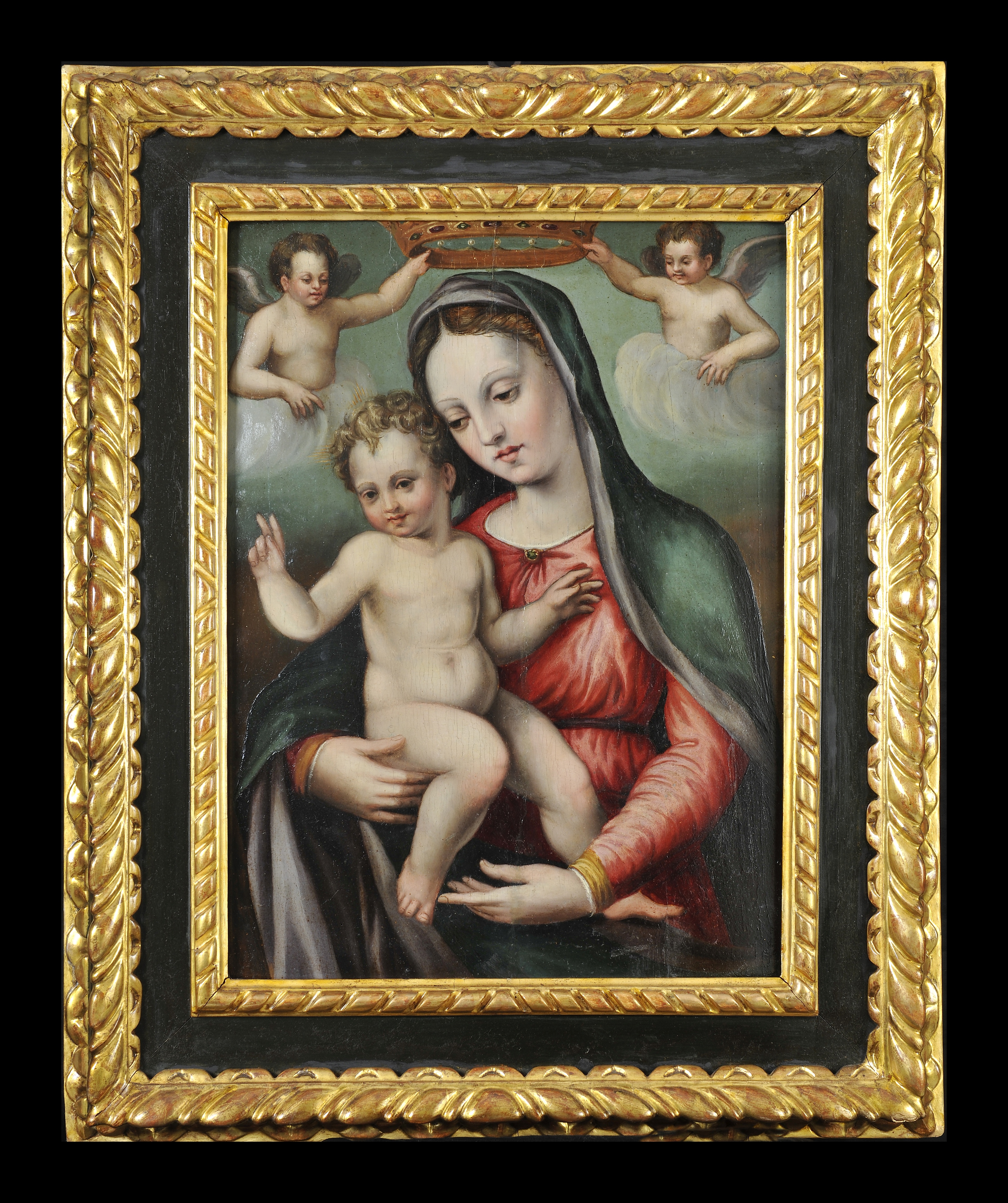 Madonna con bambino incoronata Pier Francesco Foschi ( Firenze 1502 - 1567 )
