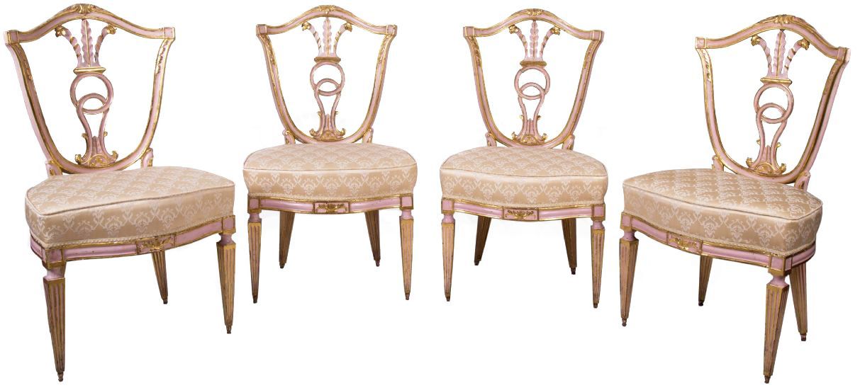 Quattro sedie in legno laccato - Luigi XVI